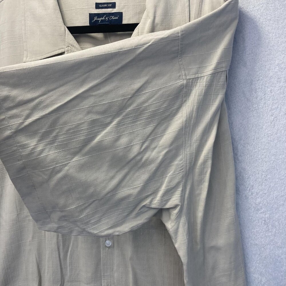 NWT Joseph & Feiss 100% Silk Button Up Shirt Mens 3XL Beige Classic Short Sleeve - Picture 8 of 13